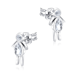 Human Shape With CZ Stone Silver Ear Stud STS-5685